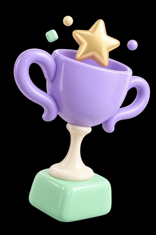 Lilac trophy with a gold star and mint base